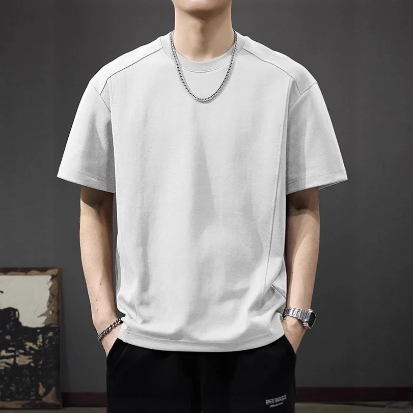 Retro Splicing Short-sleeved T-shirt Men's Summer Thin Cotton Breathable Loose Round Neck Solid Color Top
Retro Splicing Short-sleeved T-shirt Men's Summer Thin Cotton Breathable Loose Round Neck Solid Color Top