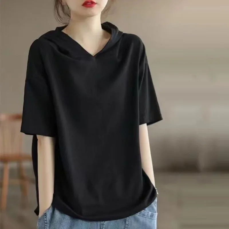 Summer Korean Edition Solid Color Simple Casual Fashion Versatile Loose Oversized Short Sleeved Pullover Hoodie for Women S716
Summer Korean Edition Solid Color Simple Casual Fashion Versatile Loose Oversized Short Sleeved Pullover Hoodie for Women S716