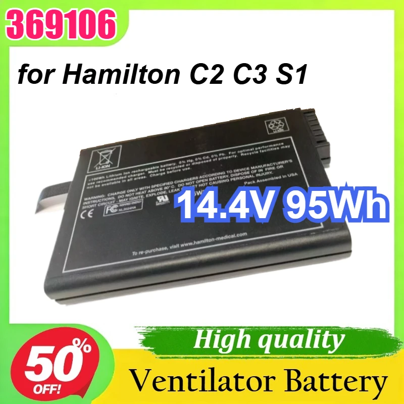 14.4V 95Wh 369106 for Hamilton C2 C3 S1 Medical Ventilator Rechargeable Replacement Battery
14.4V 95Wh 369106 for Hamilton C2 C3 S1 Medical Ventilator Rechargeable Replacement Battery