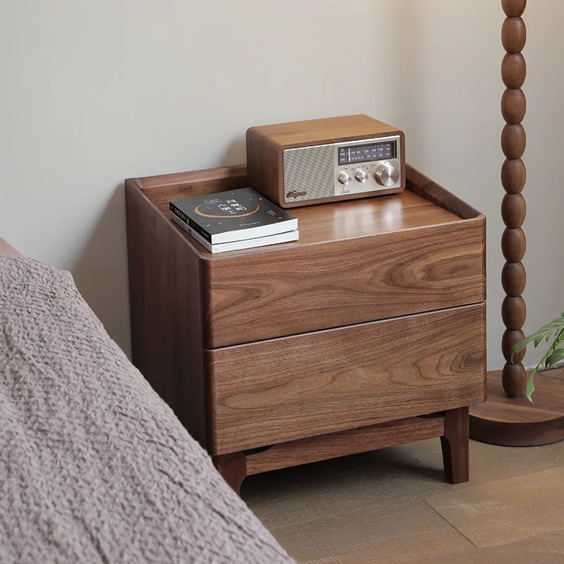 All solid wood bedside table, bedroom simple black walnut bedside table, two buckets of drawers
All solid wood bedside table, bedroom simple black walnut bedside table, two buckets of drawers