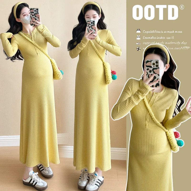 New Maternity Autumn Winter Dress High End Style For Pregnant Women Slim Fit Stretchy Sweet Knitted Skirt With Elegant Appeal
New Maternity Autumn Winter Dress High End Style For Pregnant Women Slim Fit Stretchy Sweet Knitted Skirt With Elegant Appeal