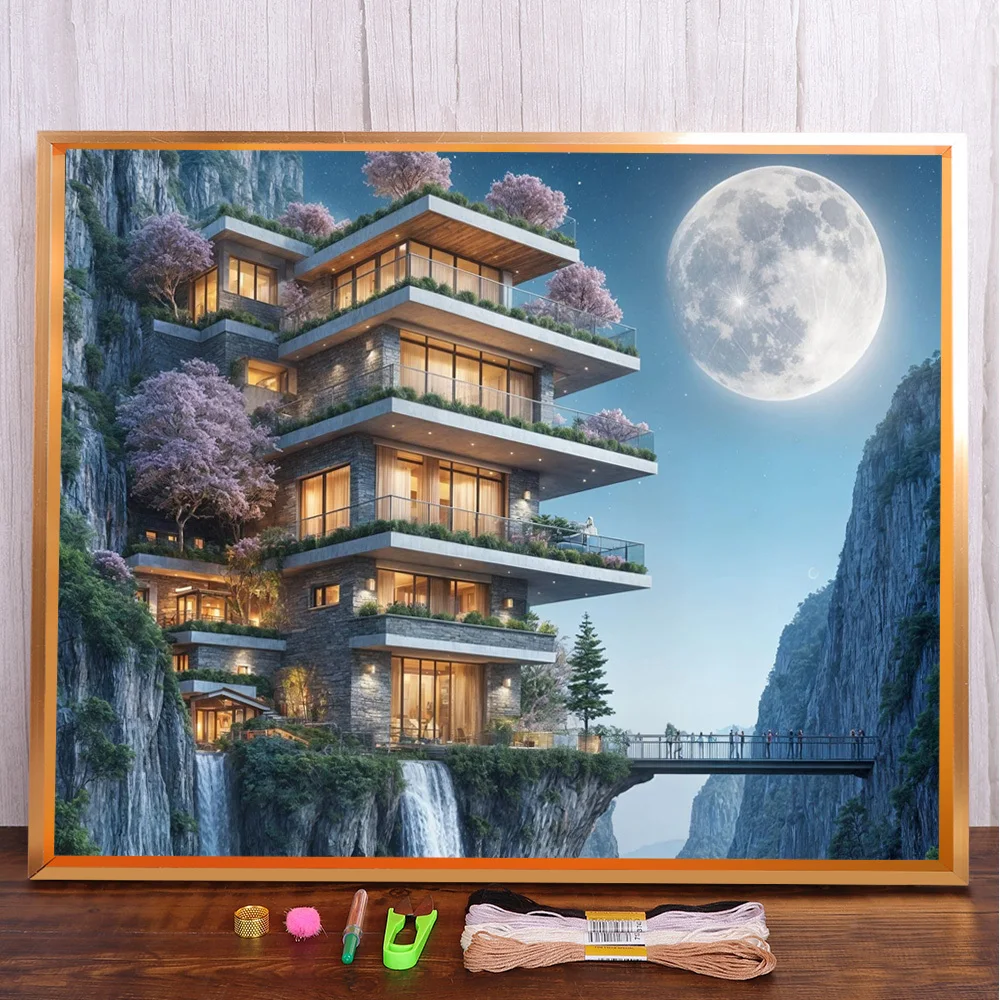Scenery Moon Night House Cross-Stitch Kit DIY Embroidery Handiwork Handicraft Needlework Sewing Sales For Adults Different
Scenery Moon Night House Cross-Stitch Kit DIY Embroidery Handiwork Handicraft Needlework Sewing Sales For Adults Different