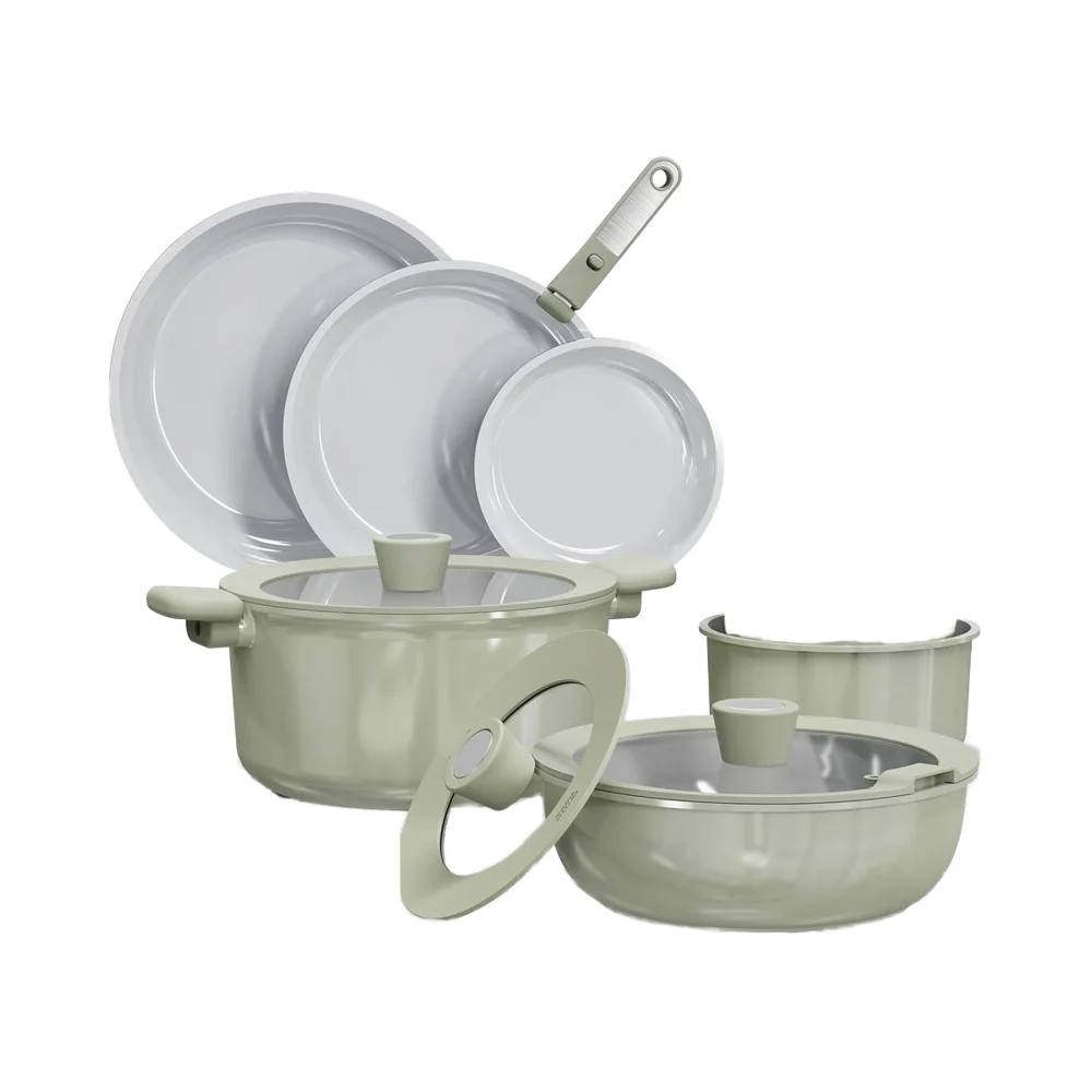 Nonstick Ceramic Cookware Set Oven/Dishwasher Safe RV/Camping Kitchen Utensils Green Pots Pans Pot Pan
Nonstick Ceramic Cookware Set Oven/Dishwasher Safe RV/Camping Kitchen Utensils Green Pots Pans Pot Pan