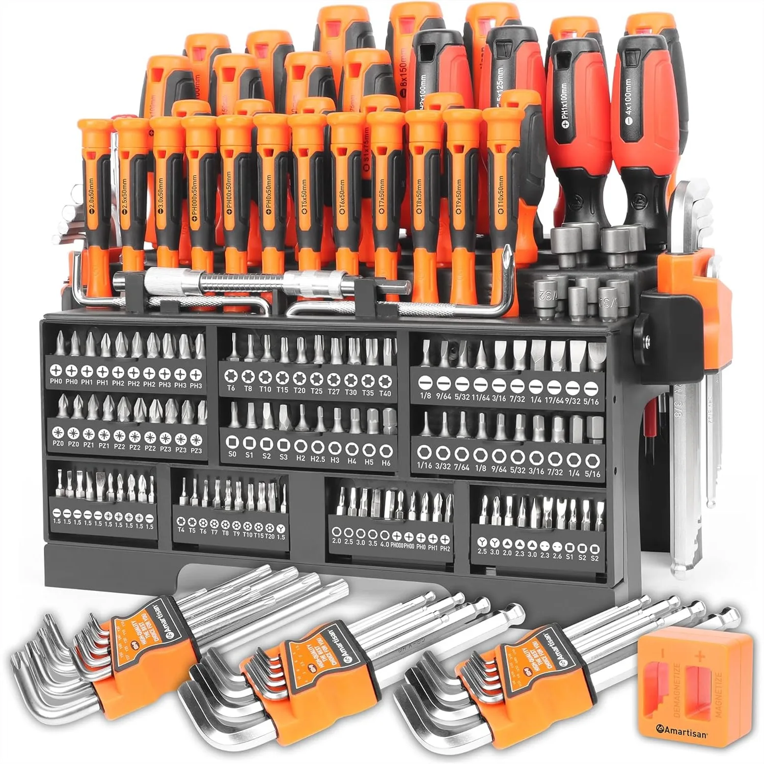 175-Piece Magnetic Screwdriver Set, DIY Tools Kit with Precision Screwdriver, Hex Key, Nut Driver & Bit Set for Home Repair
175-Piece Magnetic Screwdriver Set, DIY Tools Kit with Precision Screwdriver, Hex Key, Nut Driver & Bit Set for Home Repair