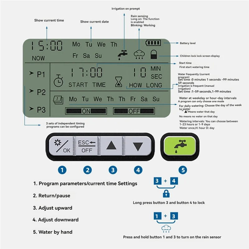 Automatic Watering Controller, Timed Garden Watering Controller, Garden Intelligent Sprinkler Irrigation System 
Automatic Watering Controller, Timed Garden Watering Controller, Garden Intelligent Sprinkler Irrigation System