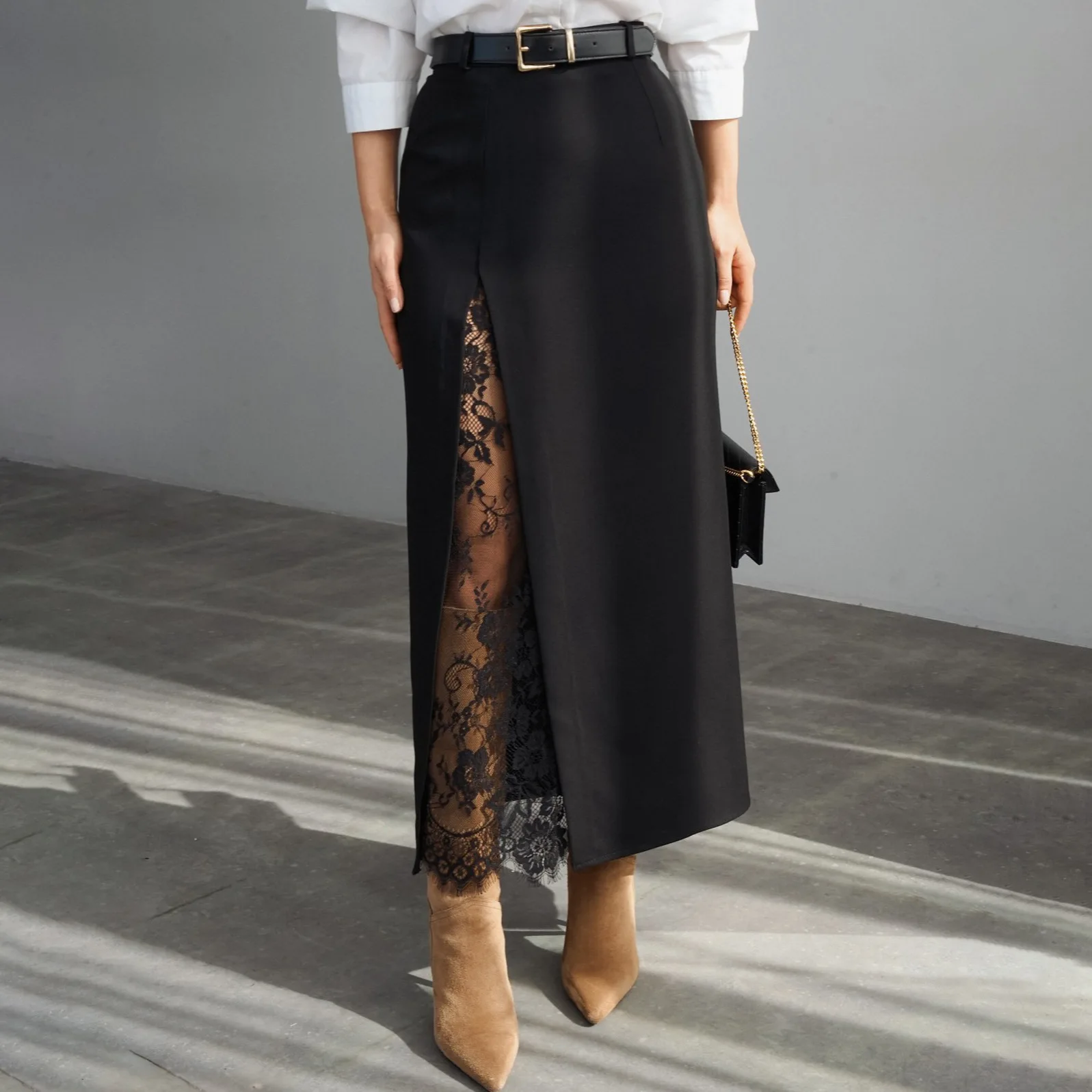 2026 Summer Women's Skirts Lace Patchwork Side Split Elegant Ladies Midi Skirt Black OL Elegant Commute A-line Skirts
2026 Summer Women's Skirts Lace Patchwork Side Split Elegant Ladies Midi Skirt Black OL Elegant Commute A-line Skirts