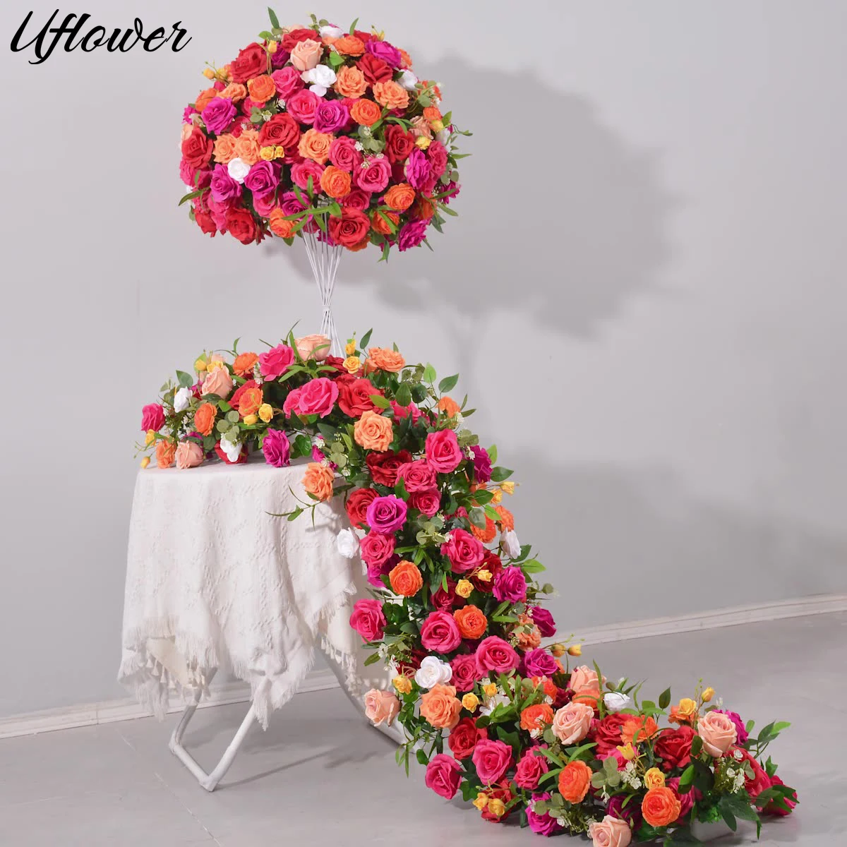 Uflower 2M Orange Red Rose Green Leaf Artificial Large Runner Flower Row Flower Ball Wedding Backdrop Decor Event Party Props
Uflower 2M Orange Red Rose Green Leaf Artificial Large Runner Flower Row Flower Ball Wedding Backdrop Decor Event Party Props