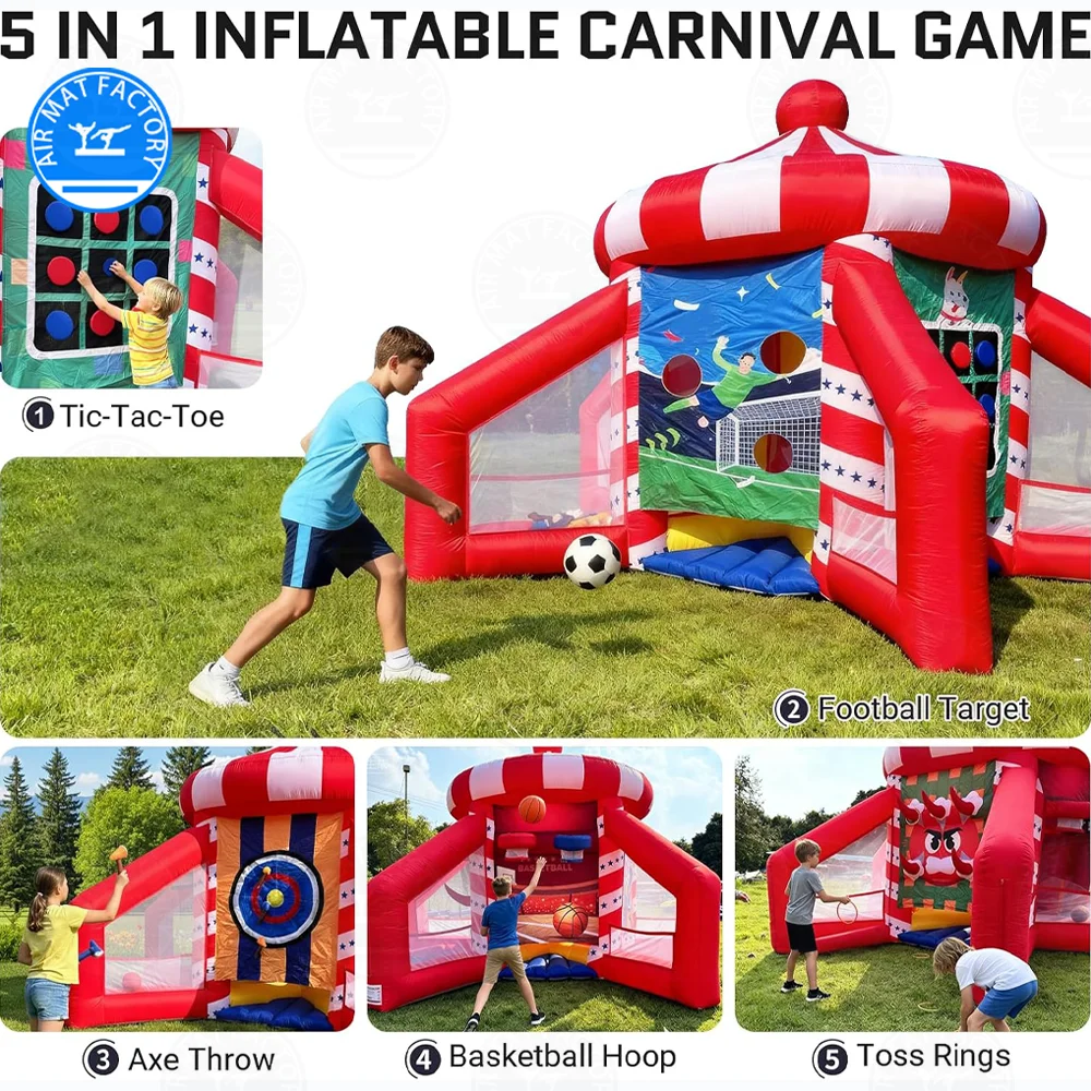 Commercial Grade 6x6x4m Inflatable Carnival Game House 5-in-1 Oxford Cloth Inflatable Toss Game for Amusement Park
Commercial Grade 6x6x4m Inflatable Carnival Game House 5-in-1 Oxford Cloth Inflatable Toss Game for Amusement Park