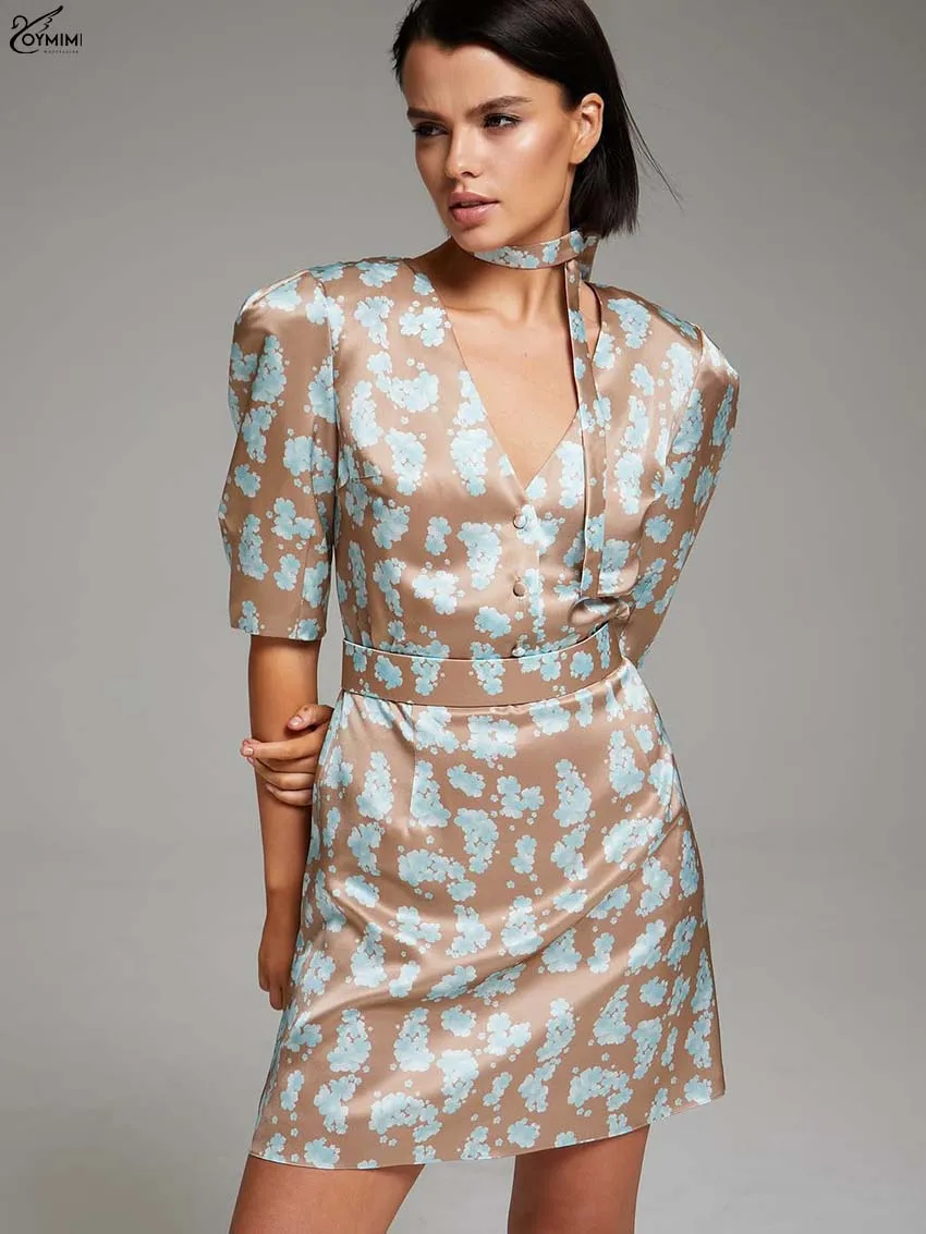 Oymimi Elegant Brown Print Women's Dress Fashion V-Neck Lace-Up Half Sleeve Dresses Autumn Button Straight Mini Dresses Female
Oymimi Elegant Brown Print Women's Dress Fashion V-Neck Lace-Up Half Sleeve Dresses Autumn Button Straight Mini Dresses Female