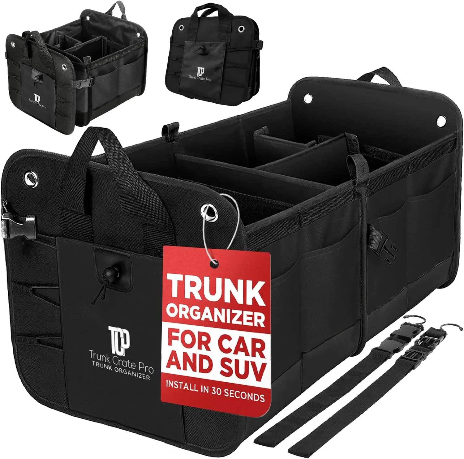 Large Car Trunk Organizer with Adjustable Compartments, Non-Slip Bottom & Securing Straps – Black
Large Car Trunk Organizer with Adjustable Compartments, Non-Slip Bottom & Securing Straps – Black