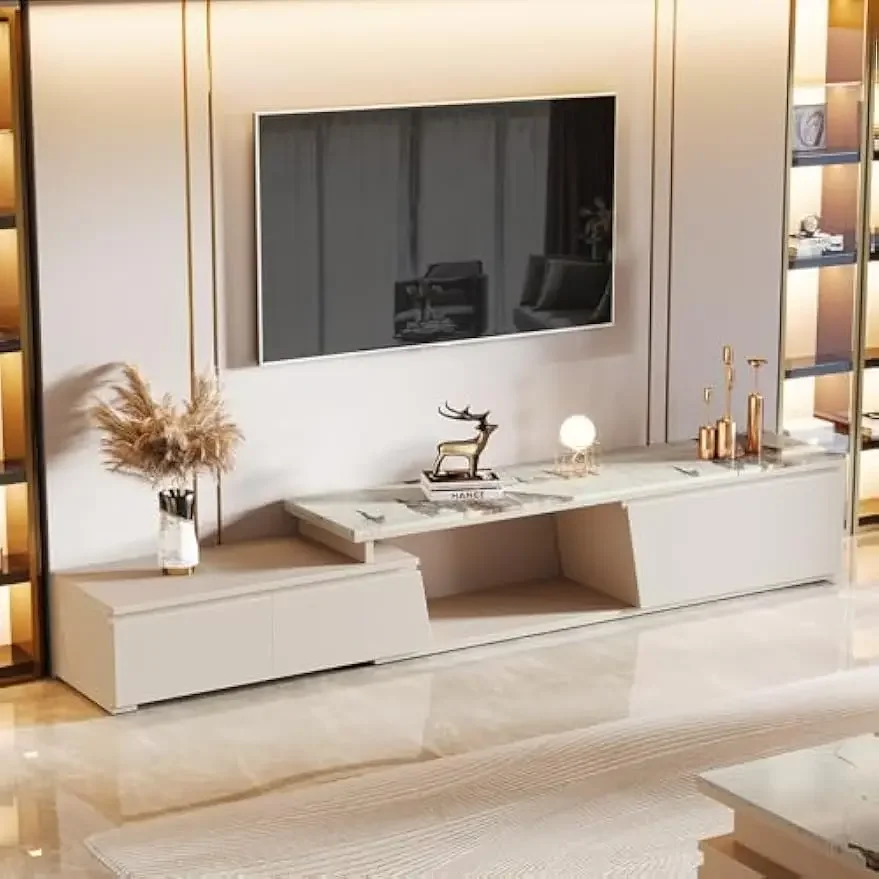 Выдвижная подставка под телевизор для телевизоров с диагональю до 100 дюймов, современный развлекательный центр с 3 ящиками для хранения, медиаконсоль из искусственного мрамора
Выдвижная подставка под телевизор для телевизоров с диагональю до 100 дюймов, современный развлекательный центр с 3 ящиками для хранения, медиаконсоль из искусственного мрамора