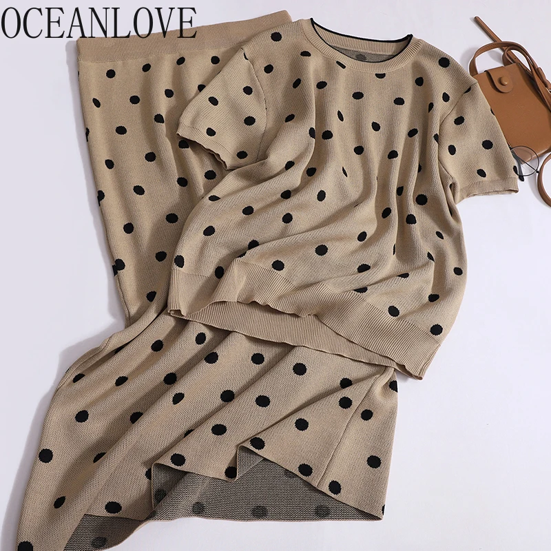 OCEANLOVE Knitted Pullovers Skirts Sets Polka Dot Korean Fashion Two Pieces Set Women Outfits Spring Summer Conjuntos Feminino
OCEANLOVE Knitted Pullovers Skirts Sets Polka Dot Korean Fashion Two Pieces Set Women Outfits Spring Summer Conjuntos Feminino