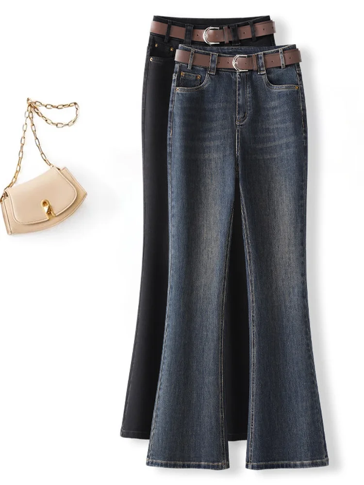 High Waist Bell Bottom Jeans Women's Fashionable Versatile Retro Style Casual Cotton Blend Slimming Nine Inch Flared Pants
High Waist Bell Bottom Jeans Women's Fashionable Versatile Retro Style Casual Cotton Blend Slimming Nine Inch Flared Pants