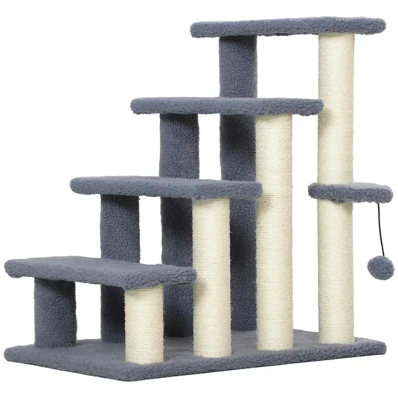 Cat Stairs with 4 Levels, Soft Flannel Covered, Sisal Scratching Post, Hanging Ball 60X40X64 cm Grey
Cat Stairs with 4 Levels, Soft Flannel Covered, Sisal Scratching Post, Hanging Ball 60X40X64 cm Grey