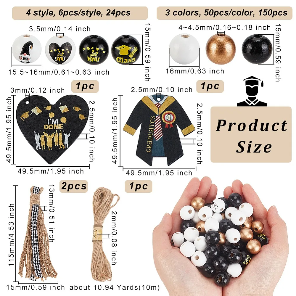 Beaded Pendant Decorations Kit Including Wood Round Beads Graduation Gown Heart Pendants Jute Cord Polyester Tassel
Beaded Pendant Decorations Kit Including Wood Round Beads Graduation Gown Heart Pendants Jute Cord Polyester Tassel