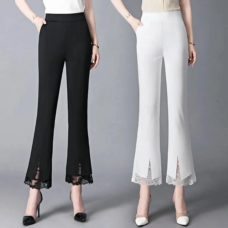 2024 Summer Cool Ice Silk Micro Trousers Womens High Waist Slim Plus Size All-match Casual Drape Lace Nine-point Pants Women
2024 Summer Cool Ice Silk Micro Trousers Womens High Waist Slim Plus Size All-match Casual Drape Lace Nine-point Pants Women