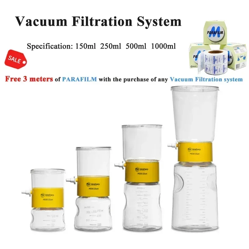 Biosharp150ml-1000ml Vacuum Filtration System PES Membrane 0.22um Filter Cell Culture Medium Independent Aseptic Packaging 
Biosharp150ml-1000ml Vacuum Filtration System PES Membrane 0.22um Filter Cell Culture Medium Independent Aseptic Packaging