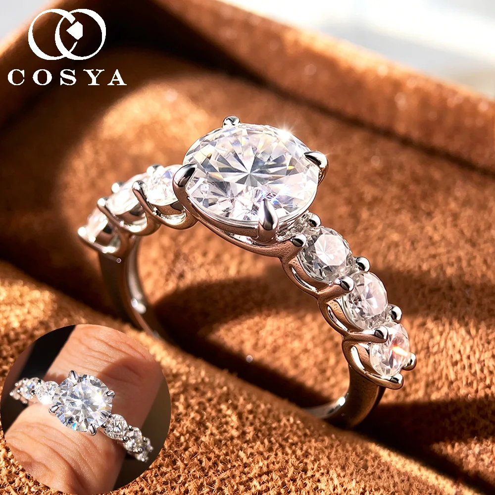 COSYA 3.2cttw Real Moissanite Diamond Ring for Women S925 Silver D Color VVS Round Wedding Engagement 7 Stone Band Fine Jewelry
COSYA 3.2cttw Real Moissanite Diamond Ring for Women S925 Silver D Color VVS Round Wedding Engagement 7 Stone Band Fine Jewelry