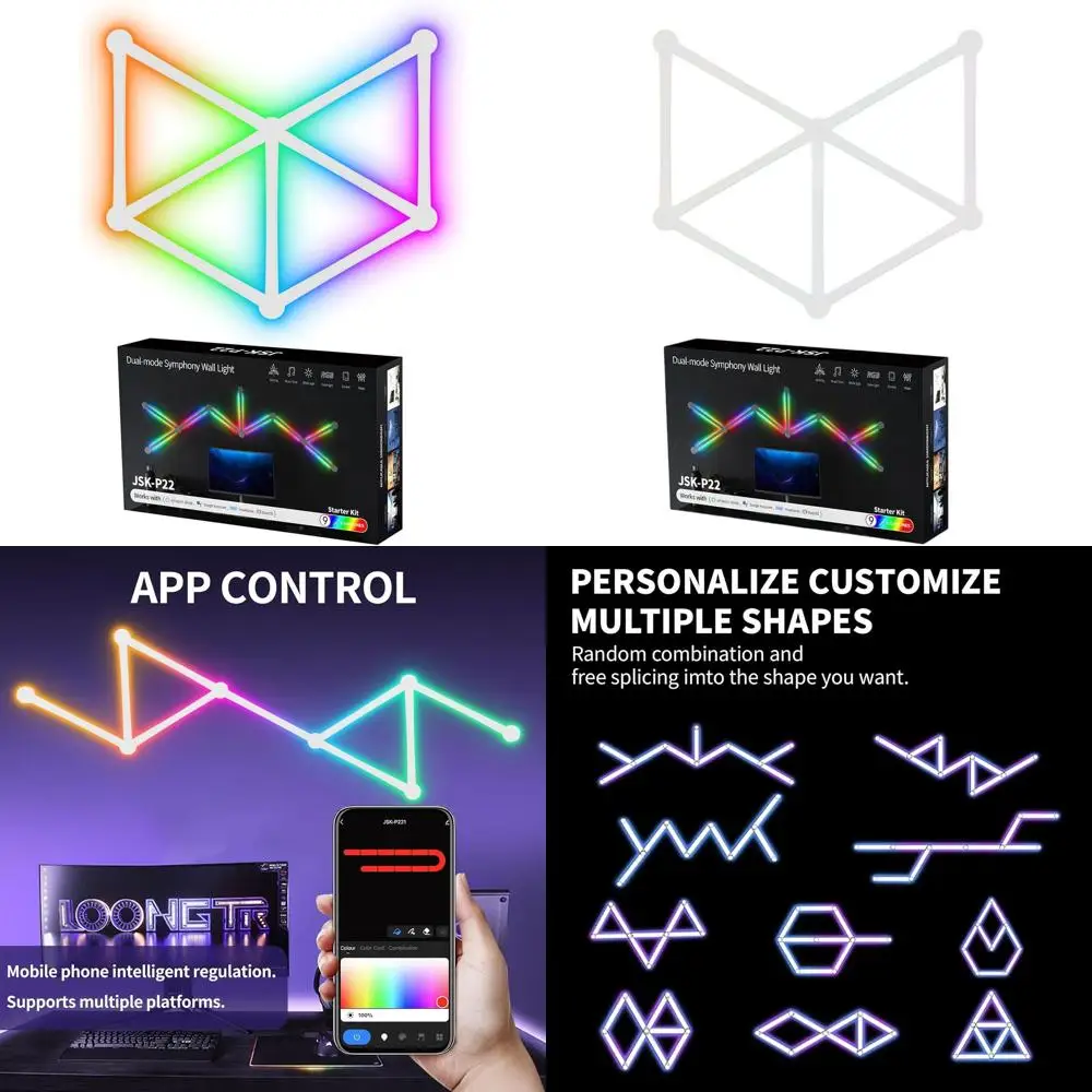 Светодиодный RGB-светильник для геймерской комнаты, 9-линейная геометрическая подсветка, изменение цвета, совместимость с Alexa для дома или игровой комнаты
Светодиодный RGB-светильник для геймерской комнаты, 9-линейная геометрическая подсветка, изменение цвета, совместимость с Alexa для дома или игровой комнаты