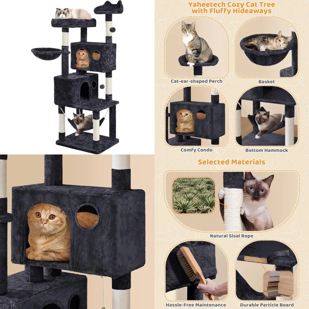 Multi-Level Cat Tree House for Large Cats, 64.5in Indoor Cat Tower Activity Center with Scratching Posts
Multi-Level Cat Tree House for Large Cats, 64.5in Indoor Cat Tower Activity Center with Scratching Posts