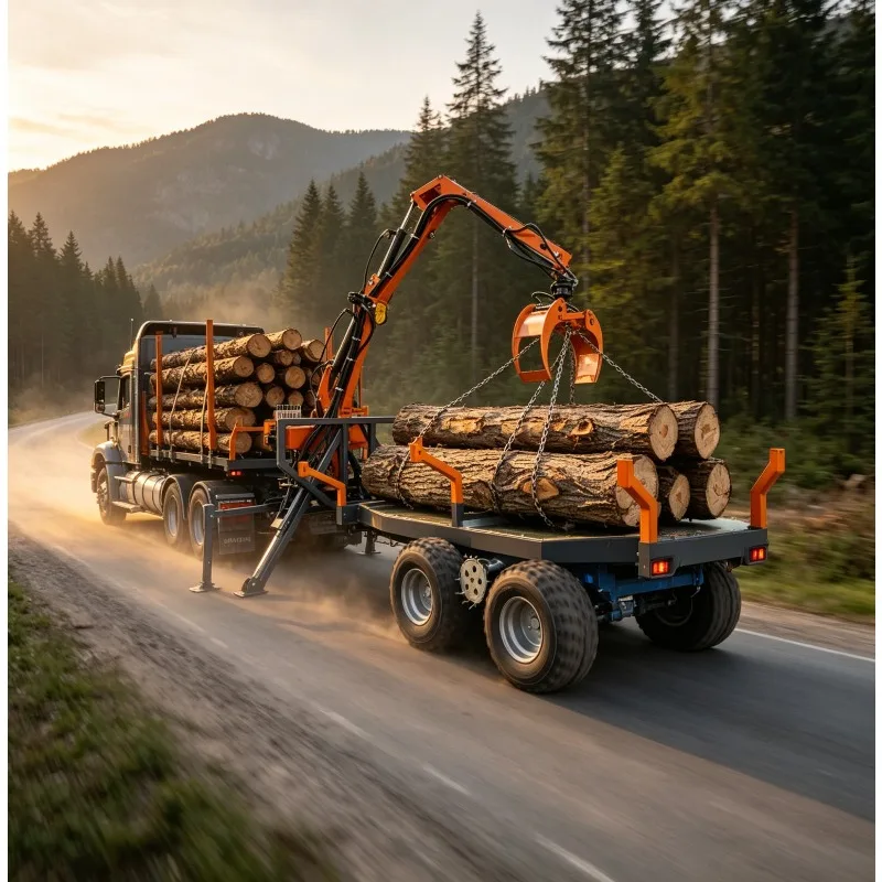 360° Rotation Hydraulic Crane Log Trailer | Remote Control Grapple Timber Loader | Heavy Duty Wood Transport Trailer for Forestr
360° Rotation Hydraulic Crane Log Trailer | Remote Control Grapple Timber Loader | Heavy Duty Wood Transport Trailer for Forestr