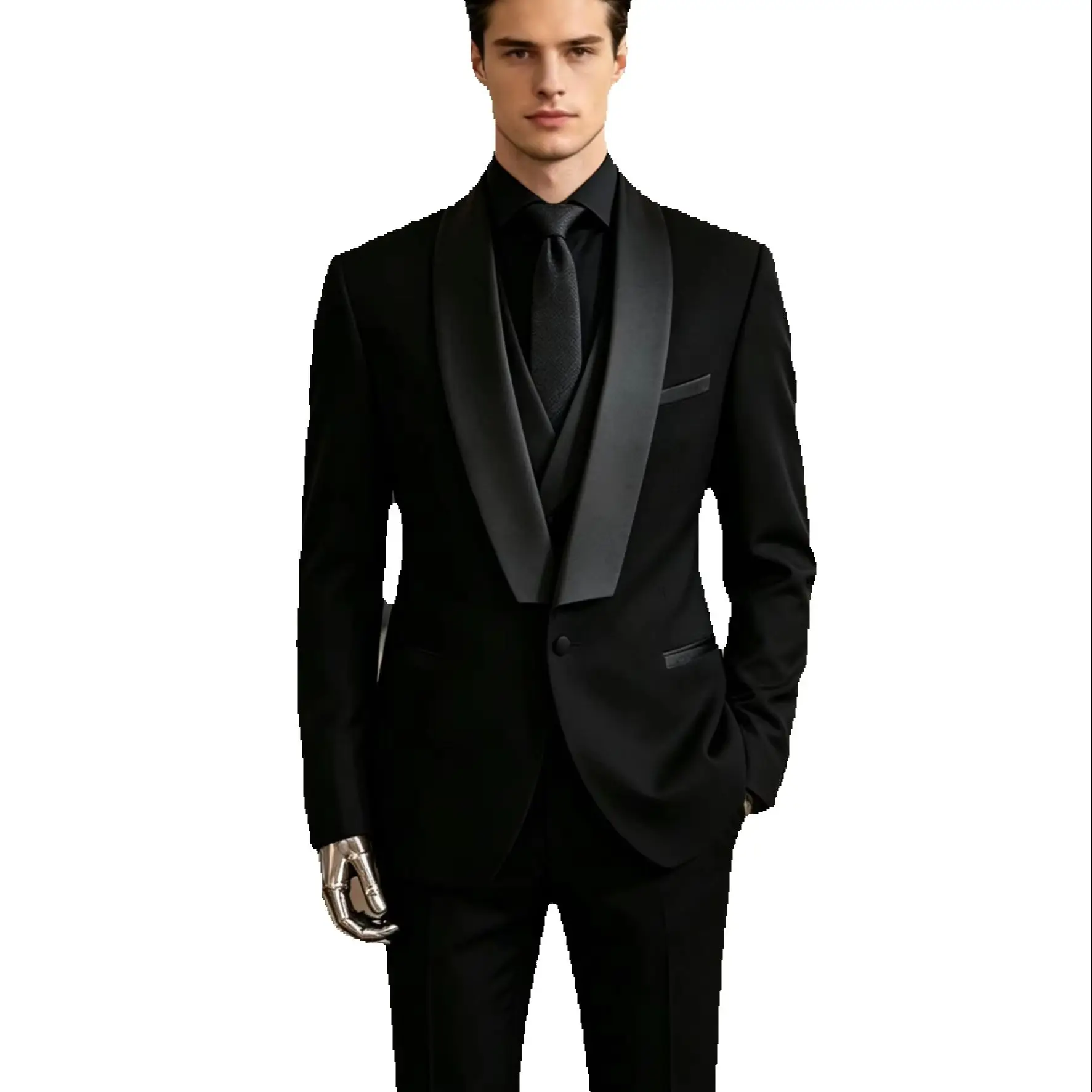 3 Piece Black Men Suits Shawl Lapel Single Breasted Suits for Men Chic Formal Casual Business Wedding Tuxedo(Blazer+Vest+Pants)
3 Piece Black Men Suits Shawl Lapel Single Breasted Suits for Men Chic Formal Casual Business Wedding Tuxedo(Blazer+Vest+Pants)