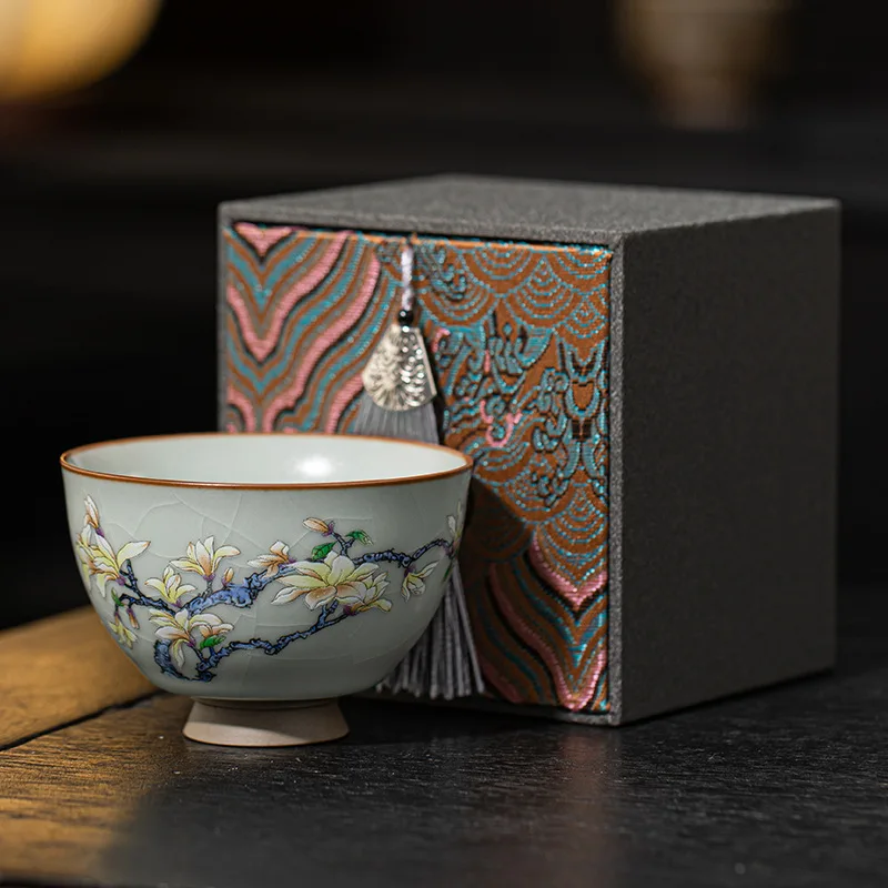 Ru Ware Cup Ceramic Landscape Gracked Glaze Supportable Tea Household Single Large Gift Box
Ru Ware Cup Ceramic Landscape Gracked Glaze Supportable Tea Household Single Large Gift Box