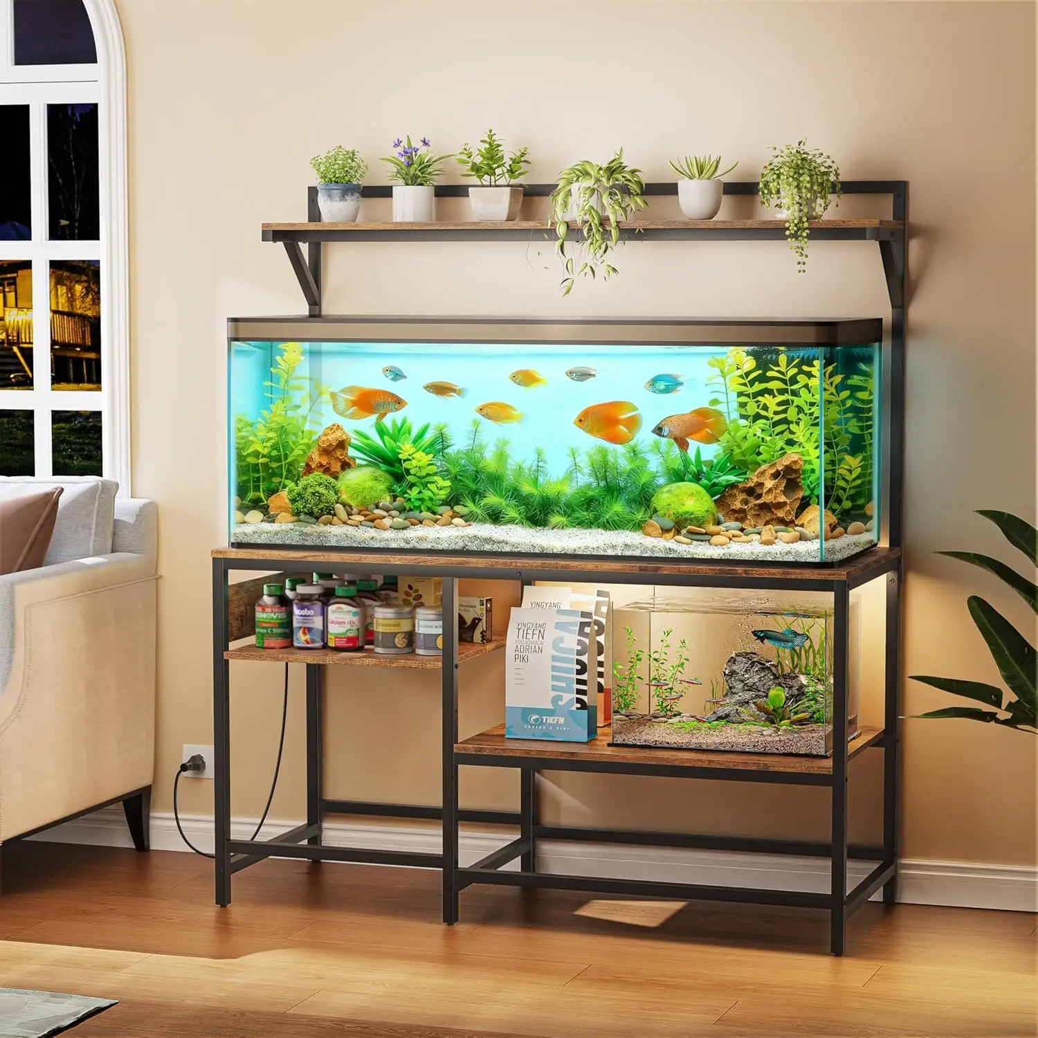 55 Gallon Fish Tank Stand, Aquarium Stand with Power Outlet, Heavy-Duty Reptile Terrarium Stand Table with Top Shelf for 55 Gall
55 Gallon Fish Tank Stand, Aquarium Stand with Power Outlet, Heavy-Duty Reptile Terrarium Stand Table with Top Shelf for 55 Gall