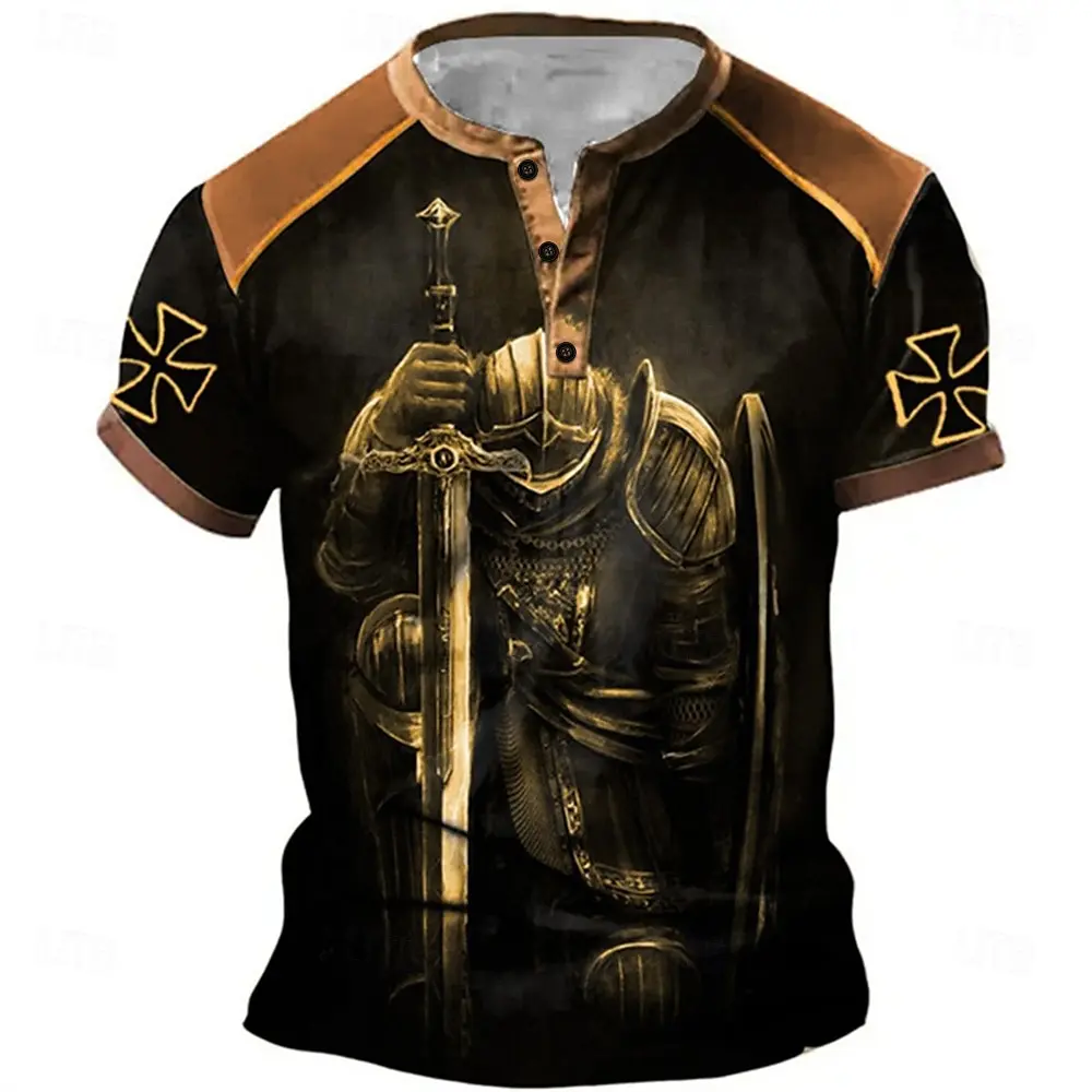 Men's 3D Print Knight Graphic Henley T-Shirt Summer Outdoor Street Daily Casual Henry Shirts Loose Button-Down Short Sleeve Tops
Men's 3D Print Knight Graphic Henley T-Shirt Summer Outdoor Street Daily Casual Henry Shirts Loose Button-Down Short Sleeve Tops