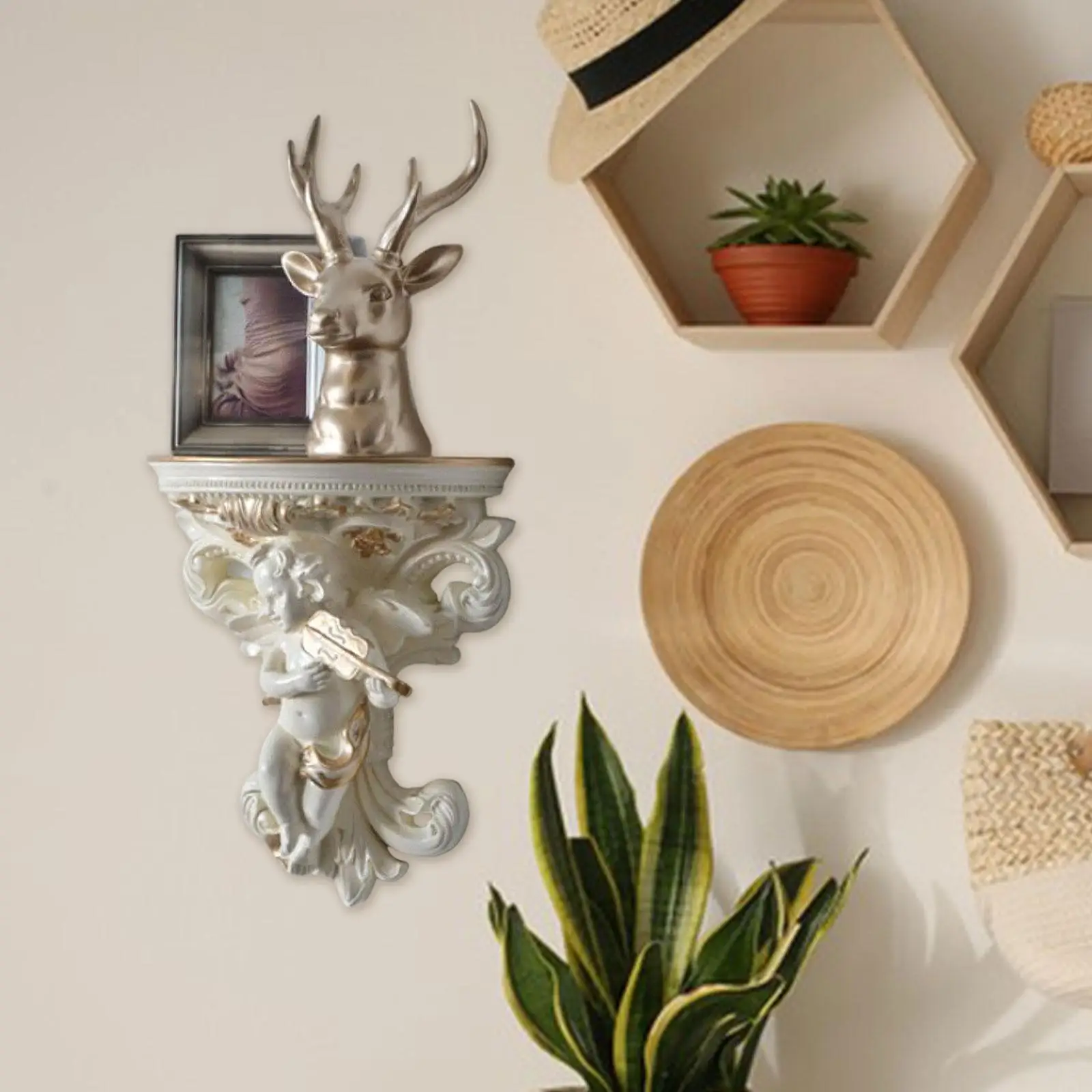 Decorative Floating Shelf Organizer Hanging Bedroom Display Angel Wall Sculpture for Flower Vase Office Nursery Living Room
Decorative Floating Shelf Organizer Hanging Bedroom Display Angel Wall Sculpture for Flower Vase Office Nursery Living Room
