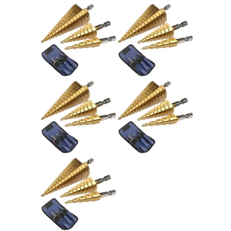A36T-15Pc Hss Step Cone Taper Drill Bit Set Hole Cutter Metric 4-12/20/32Mm 1/4 Inch Titanium Coated Metal Hex Bits
A36T-15Pc Hss Step Cone Taper Drill Bit Set Hole Cutter Metric 4-12/20/32Mm 1/4 Inch Titanium Coated Metal Hex Bits
