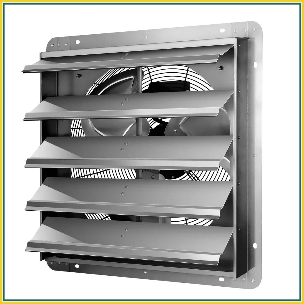 20 Inch Wall Mounted Shutter Exhaust Fan, 1200 RPM, 3368 CFM, for Attic Garage Louvered Vent Plant Greenhouse Silver
20 Inch Wall Mounted Shutter Exhaust Fan, 1200 RPM, 3368 CFM, for Attic Garage Louvered Vent Plant Greenhouse Silver