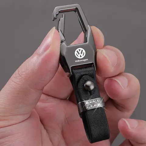Metal Leather Car Logo Keychain Metal Keyring Key Accessories For VW GTI Polo Golf Passat Tiguan Arteon Touareg Taigo Caddy GTD