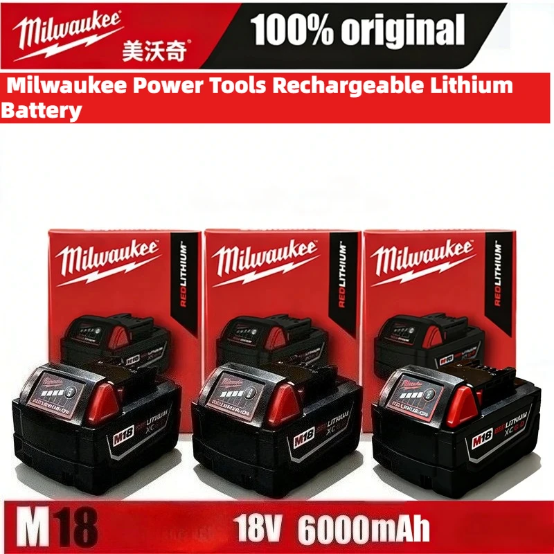 100% Original M18 Milwaukee Battery18V 6000mAh M18B6 M18B5 Suitable for Milwaukee Power Tools Rechargeable Lithium Battery
100% Original M18 Milwaukee Battery18V 6000mAh M18B6 M18B5 Suitable for Milwaukee Power Tools Rechargeable Lithium Battery