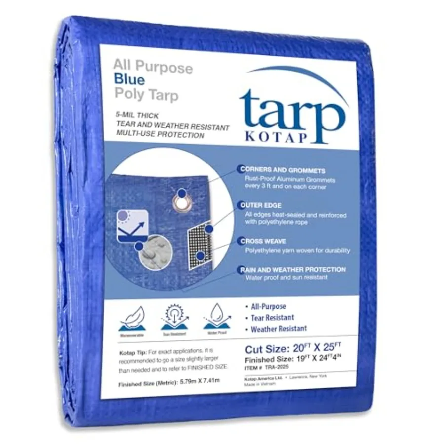 20 x 25 Ft. All-Purpose Multi-Use Protection/Coverage 5-mil Poly Tarp, Waterproof,,TRA-2025
20 x 25 Ft. All-Purpose Multi-Use Protection/Coverage 5-mil Poly Tarp, Waterproof,,TRA-2025