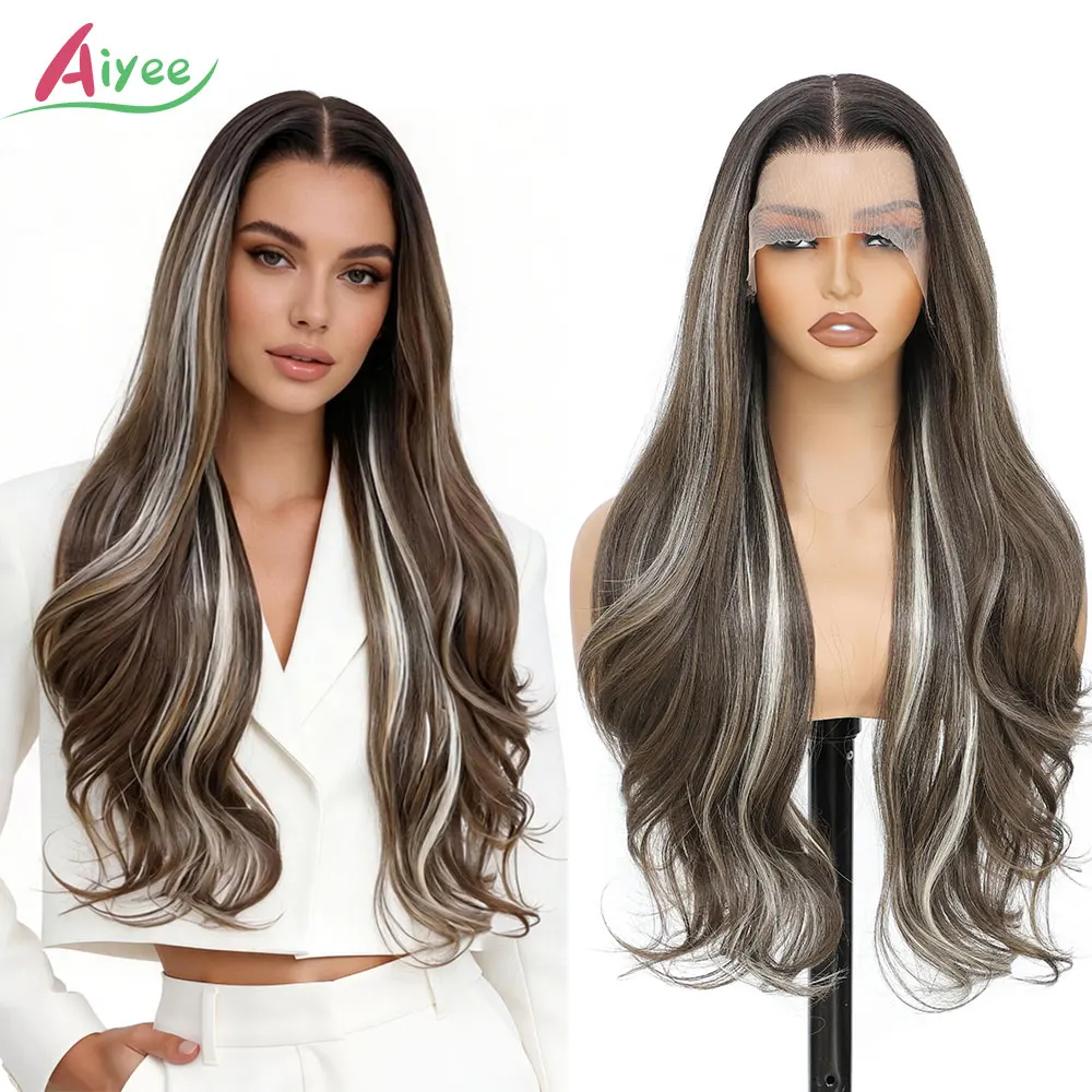 AIYEE 30 Inch 13x4 Lace Wavy Front Wig Synthetic Hair Natural Looking Cosplay Hairpiece For Women Mocha With Grey Blonde Ombre
AIYEE 30 Inch 13x4 Lace Wavy Front Wig Synthetic Hair Natural Looking Cosplay Hairpiece For Women Mocha With Grey Blonde Ombre