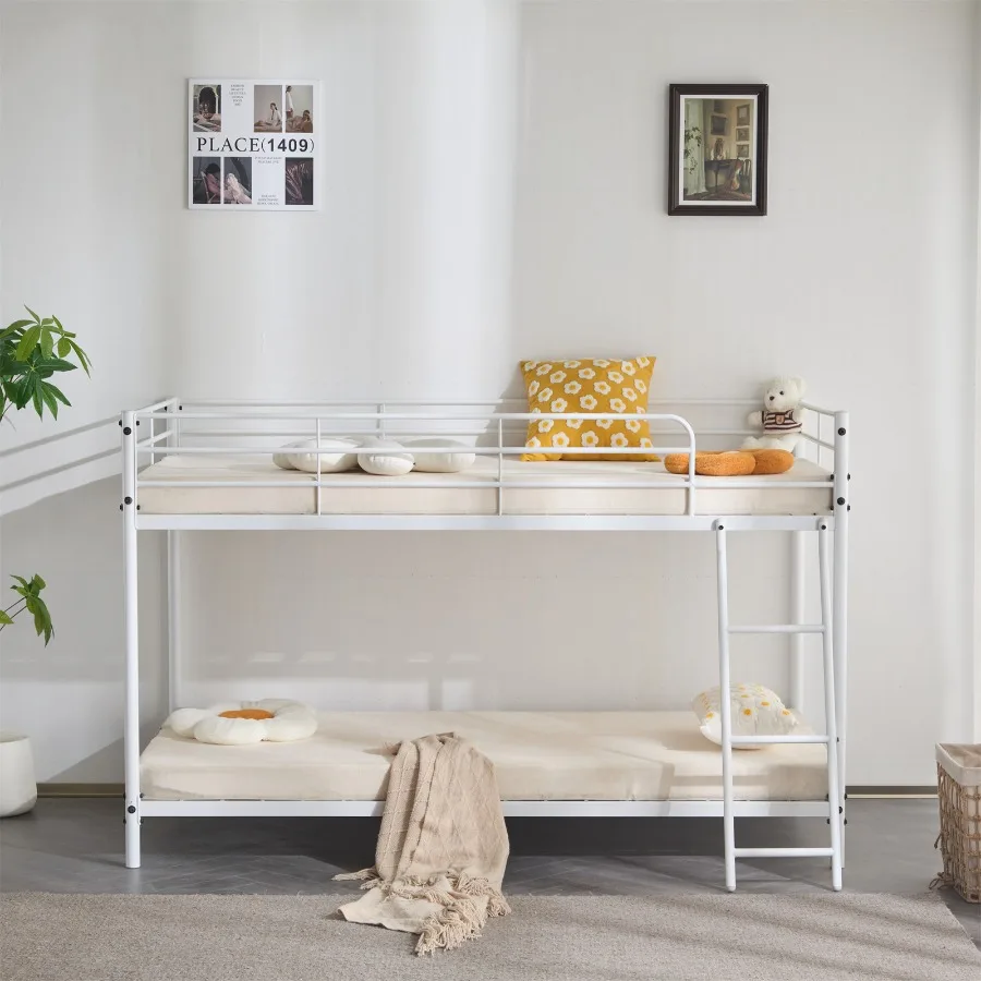 Twin Size Metal Bunk Bed for Teens Adults, Heavy Duty Metal Bunk Bed with Ladder and Full-Length Guard Rail, White
Twin Size Metal Bunk Bed for Teens Adults, Heavy Duty Metal Bunk Bed with Ladder and Full-Length Guard Rail, White