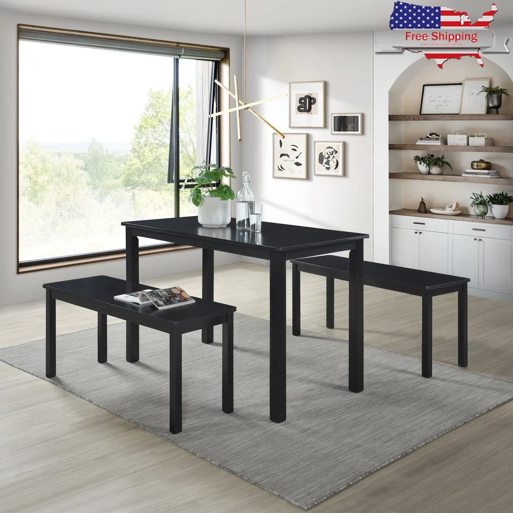 3-Piece Wood Dining Table Set with Benches Solid Wood Indoor Dining Furniture Compact Space-Saving Design 4 Dining Room Use
3-Piece Wood Dining Table Set with Benches Solid Wood Indoor Dining Furniture Compact Space-Saving Design 4 Dining Room Use