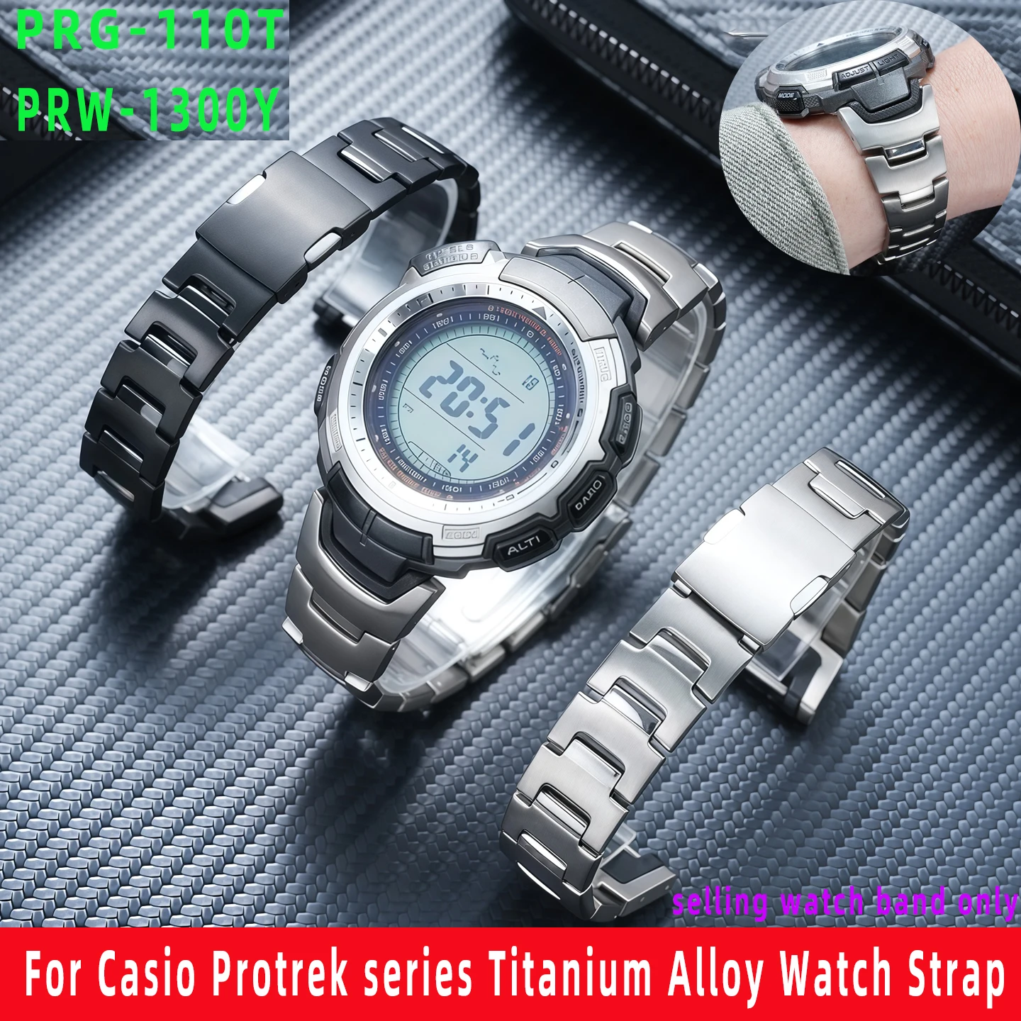 Легкий браслет из титанового сплава PRG110 для часов Casio PROTREK для альпинизма PRG-110T/Y PRW-1300, модифицированный ремешок с инструментом
Легкий браслет из титанового сплава PRG110 для часов Casio PROTREK для альпинизма PRG-110T/Y PRW-1300, модифицированный ремешок с инструментом