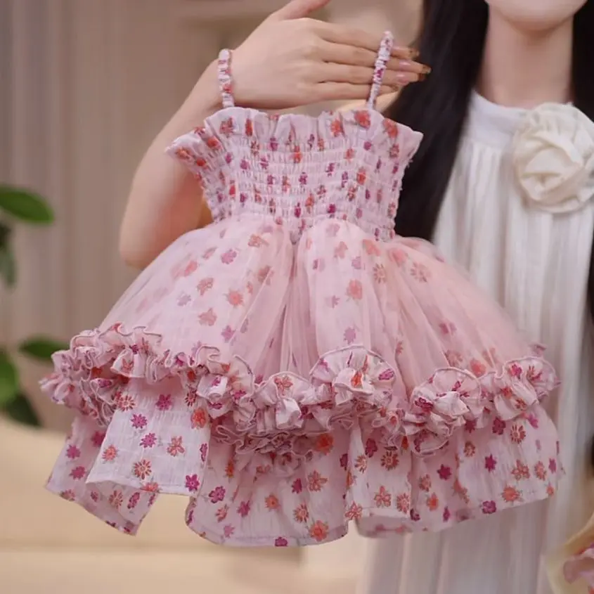 Baby Girls Summer Dress Fashion Children's Pink Floral Sleeveless Strap Puffy Tulle Princess Skirt
Baby Girls Summer Dress Fashion Children's Pink Floral Sleeveless Strap Puffy Tulle Princess Skirt