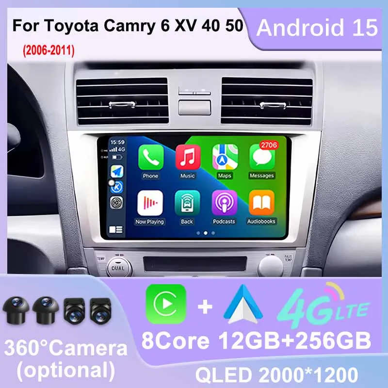Android 15 Carplay Auto Qualcomm 2K QLED Screen Car Radio Player For Toyota Camry 6 XV 40 50 2006- 2011 GPS Stereo Video 4G WIFI
Android 15 Carplay Auto Qualcomm 2K QLED Screen Car Radio Player For Toyota Camry 6 XV 40 50 2006- 2011 GPS Stereo Video 4G WIFI