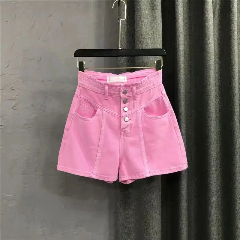 Summer High Waist Multi-Buled Pink Denim orts Women's Loose Wide Leg Pants Versatile Faionable A-Line Jeans TT1574
Summer High Waist Multi-Buled Pink Denim orts Women's Loose Wide Leg Pants Versatile Faionable A-Line Jeans TT1574