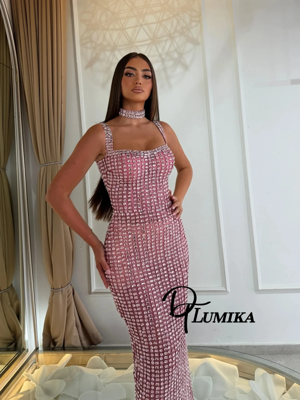 Pink Crystals Bodycon Evening Dress Opulent Delicate Elegant Square Neck Prom Gown Customized Sleeveless Banquet Party Wear
Pink Crystals Bodycon Evening Dress Opulent Delicate Elegant Square Neck Prom Gown Customized Sleeveless Banquet Party Wear