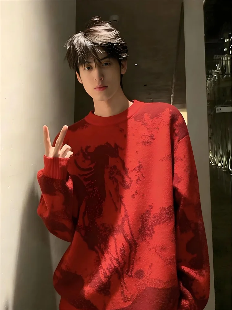 Red Knitted Sweater for Men 2026 Winter Year Casual Wear Base Layer Comfortable Mid-Thiened Long Sve round Ne Top
Red Knitted Sweater for Men 2026 Winter Year Casual Wear Base Layer Comfortable Mid-Thiened Long Sve round Ne Top