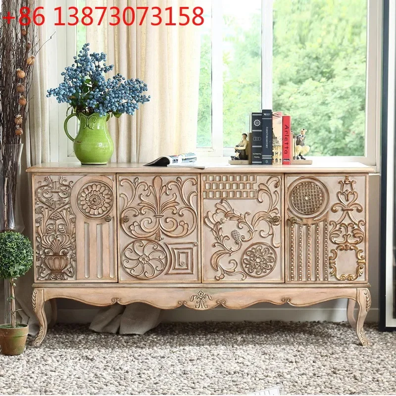 American country neo-classical solid wood sideboard, living room, carved light luxury TV cabinet, retro distressed entryway lock
American country neo-classical solid wood sideboard, living room, carved light luxury TV cabinet, retro distressed entryway lock