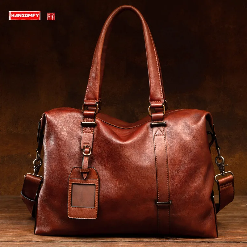 Retro Handmade Men's Handbags Shoulder Messenger Bag Fashion Genuine Leather Travel Bag Casual First Layer Cowhide Tote Bags
Retro Handmade Men's Handbags Shoulder Messenger Bag Fashion Genuine Leather Travel Bag Casual First Layer Cowhide Tote Bags