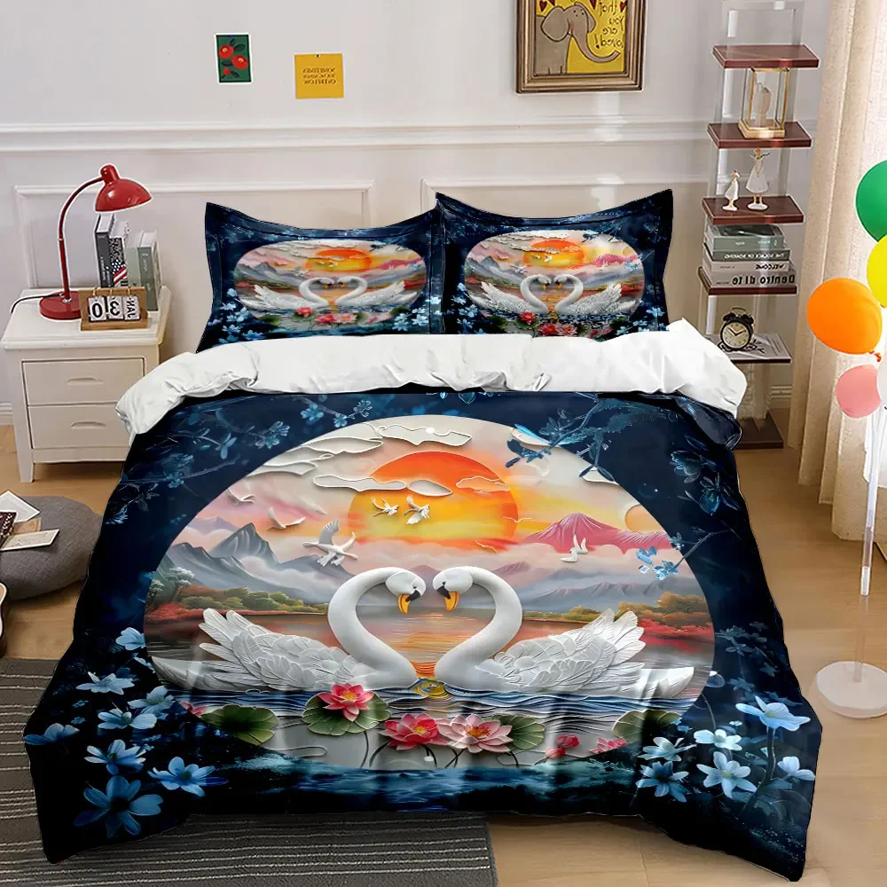 "Romantic Swan Sunset Decoration Set" Multiple sizes kid's and adults' bedroom Exquisite 3PC bedding set, gift
"Romantic Swan Sunset Decoration Set" Multiple sizes kid's and adults' bedroom Exquisite 3PC bedding set, gift
