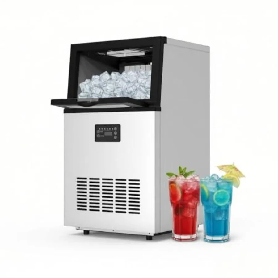 Commercial Ice Maker 100 lbs/24H, Stainless Steel Under Counter Ice Machine with 3 Solid ice Cube Size adjustments, Freestandin
Commercial Ice Maker 100 lbs/24H, Stainless Steel Under Counter Ice Machine with 3 Solid ice Cube Size adjustments, Freestandin