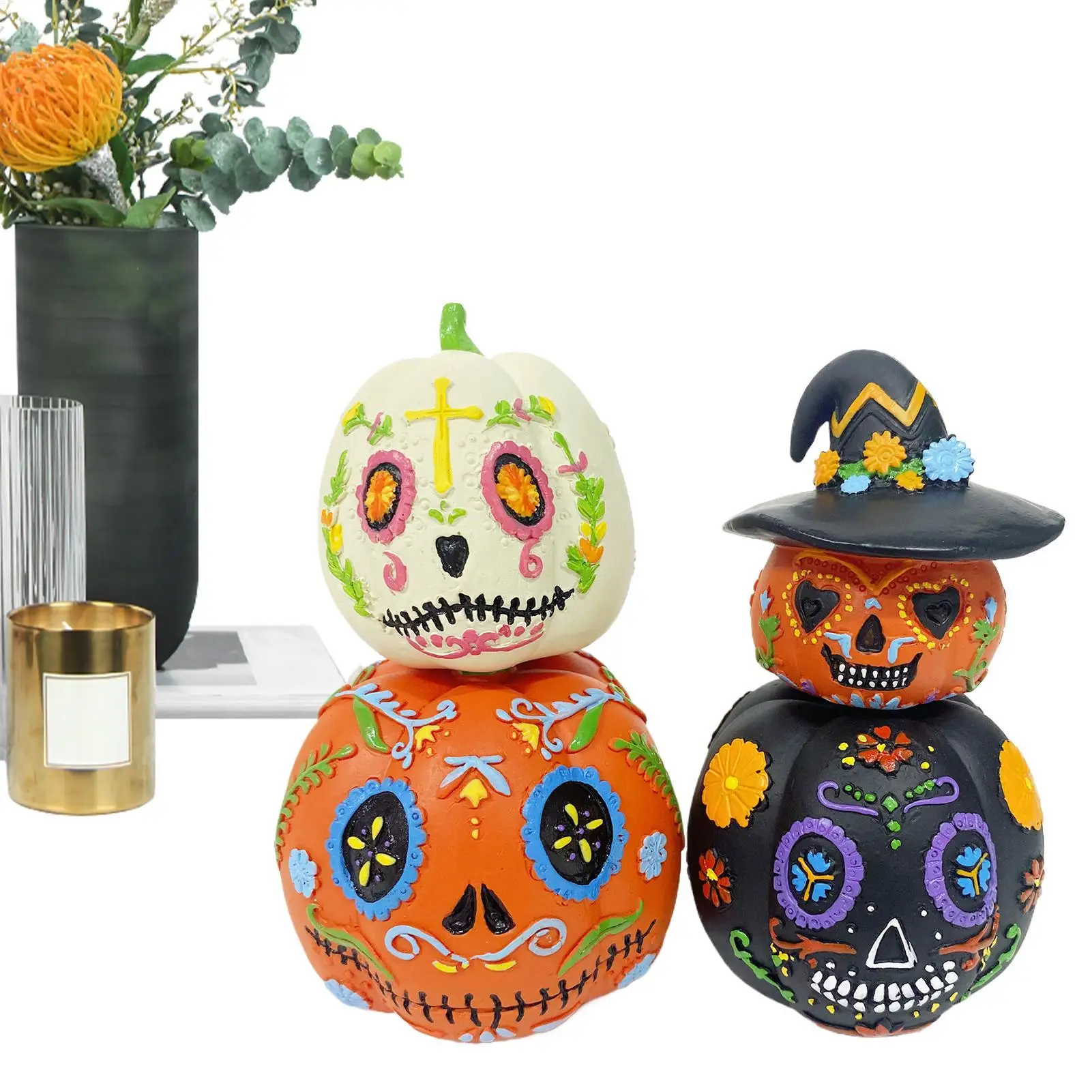 Pumpkin Decor Halloween Resin Pumpkin 4 Pieces Magnetic Ornament Stackable Statue for Home Hallway Holiday Desk Party Bedroom
Pumpkin Decor Halloween Resin Pumpkin 4 Pieces Magnetic Ornament Stackable Statue for Home Hallway Holiday Desk Party Bedroom