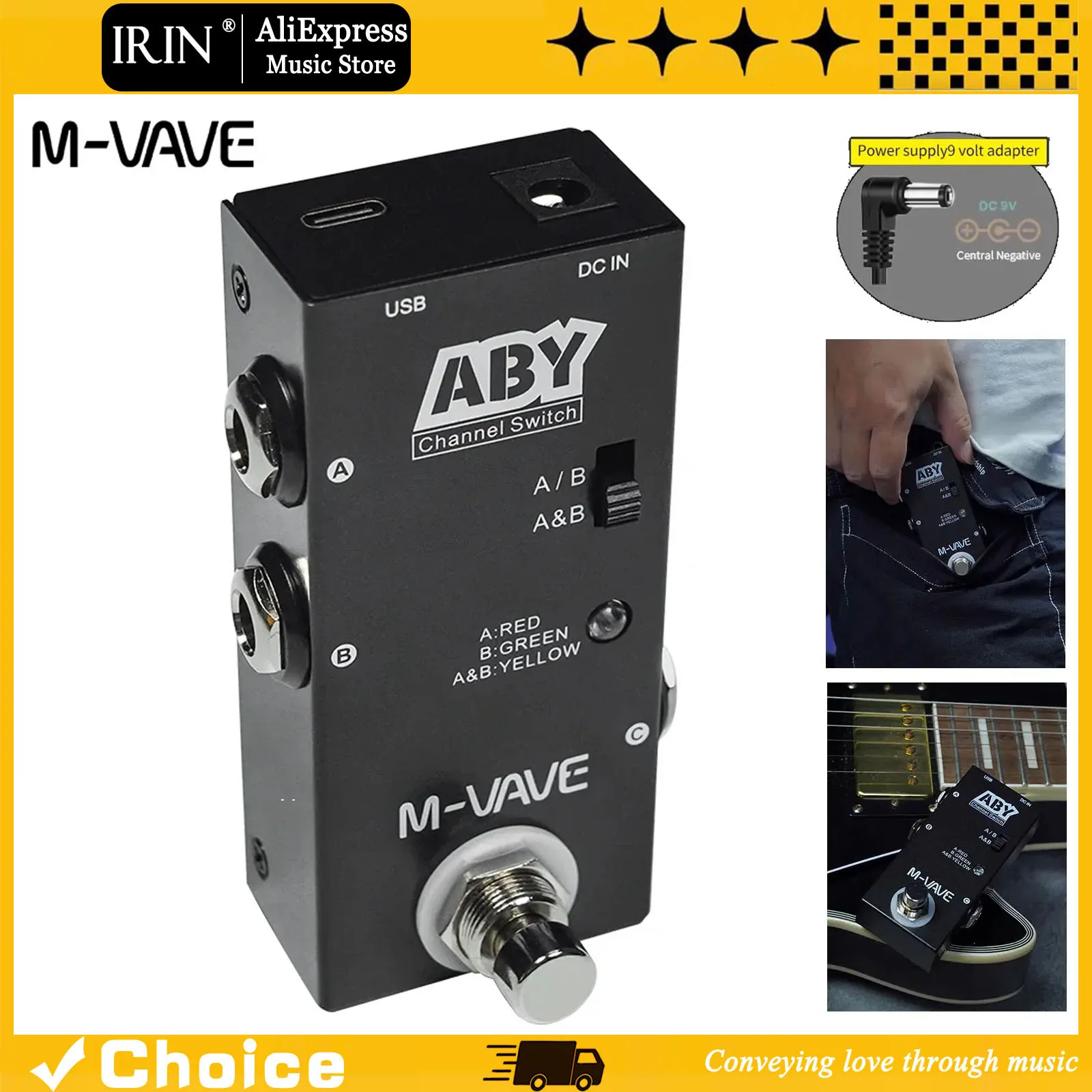 M-VAVE Guitar Effects Pedal ABY Line Selector Standard 1/4" Jack-MONO/TS ABY Channel Switch Guitar Bass Accessory
M-VAVE Guitar Effects Pedal ABY Line Selector Standard 1/4" Jack-MONO/TS ABY Channel Switch Guitar Bass Accessory